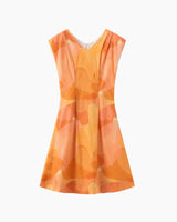 Golden Blossom Moms Pleats Dress