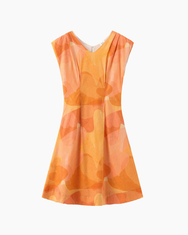 Golden Blossom Moms Pleats Dress