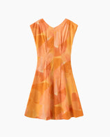 Golden Blossom Moms Pleats Dress