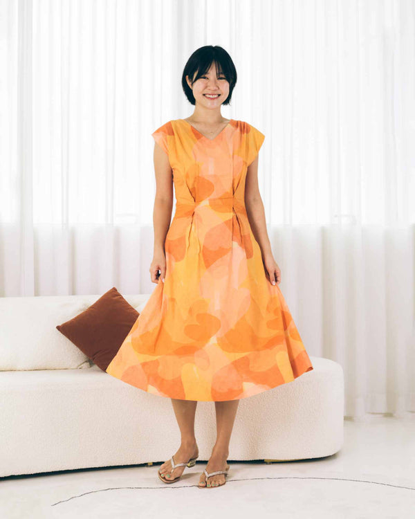 Pre-order: Golden Blossom Moms Pleats Dress