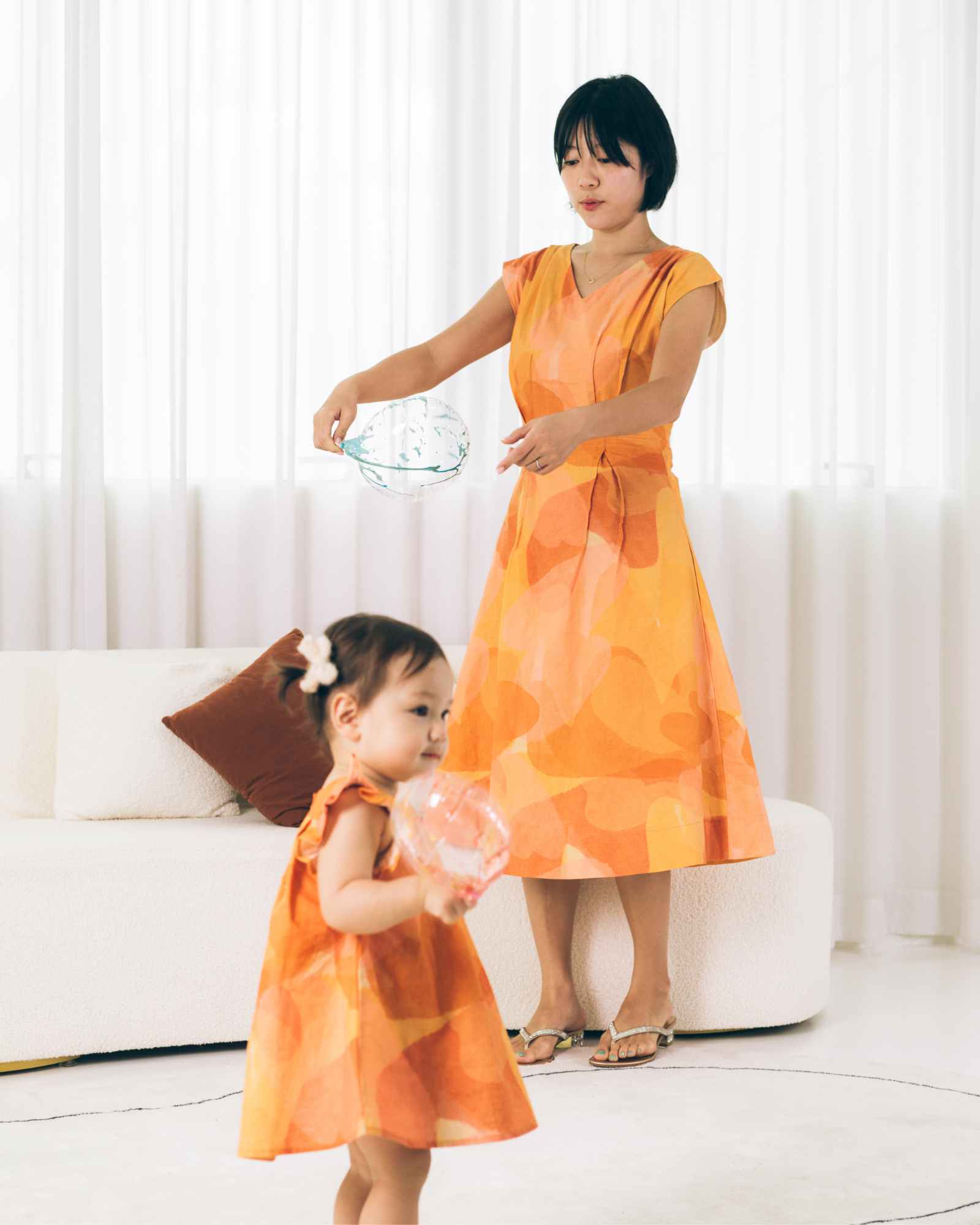 Golden Blossom Moms Pleats Dress