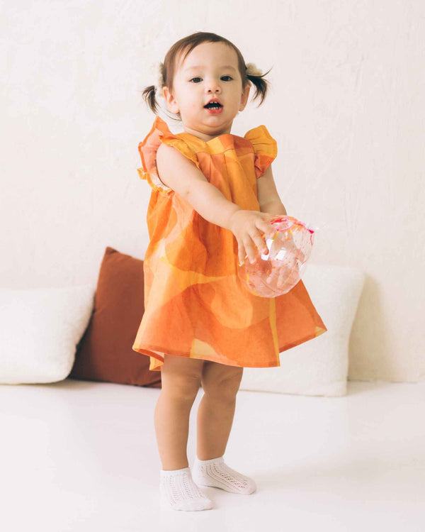 Golden Blossom Butterfly Baby Dress