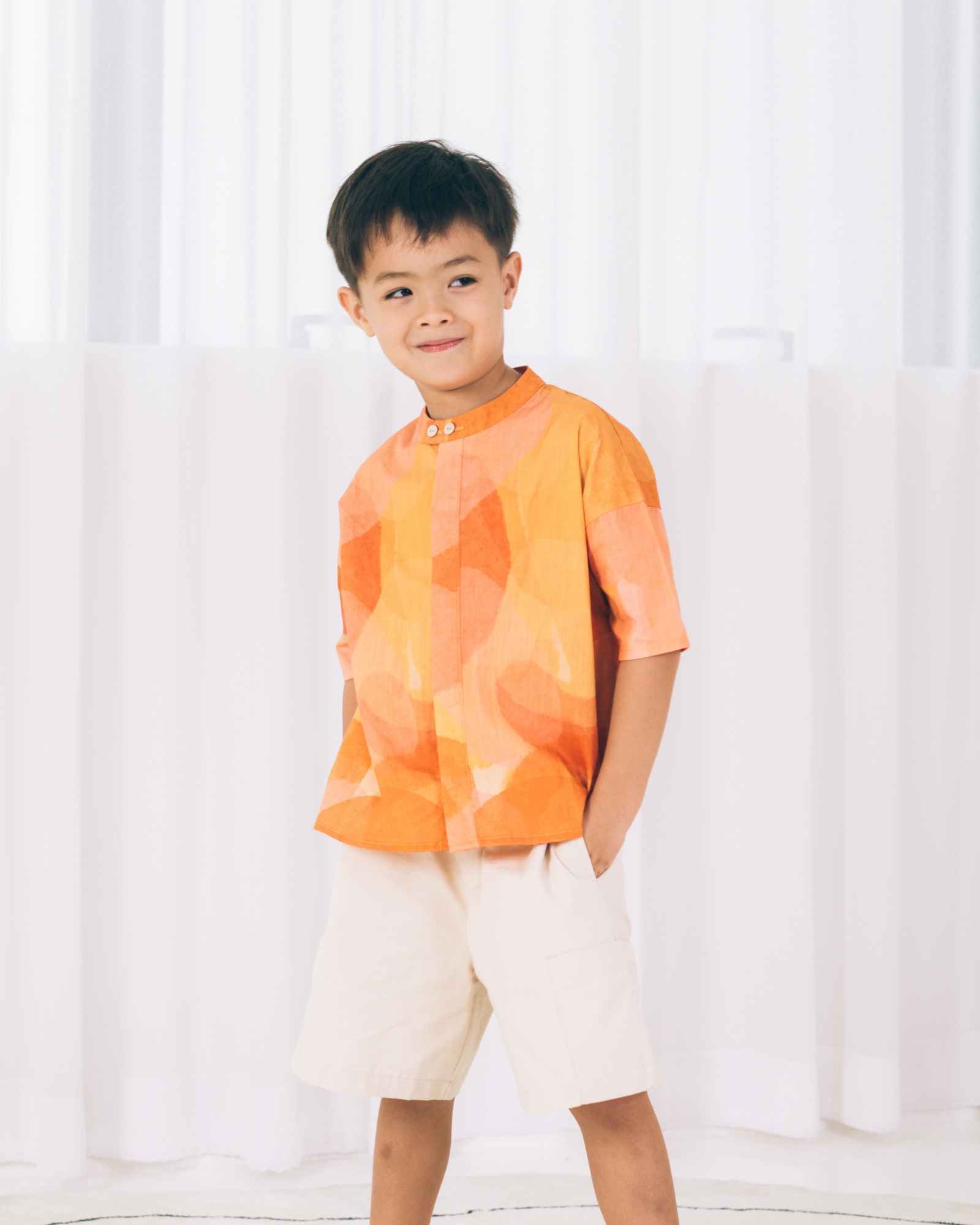 Golden Blossom Kids Collar Shirt