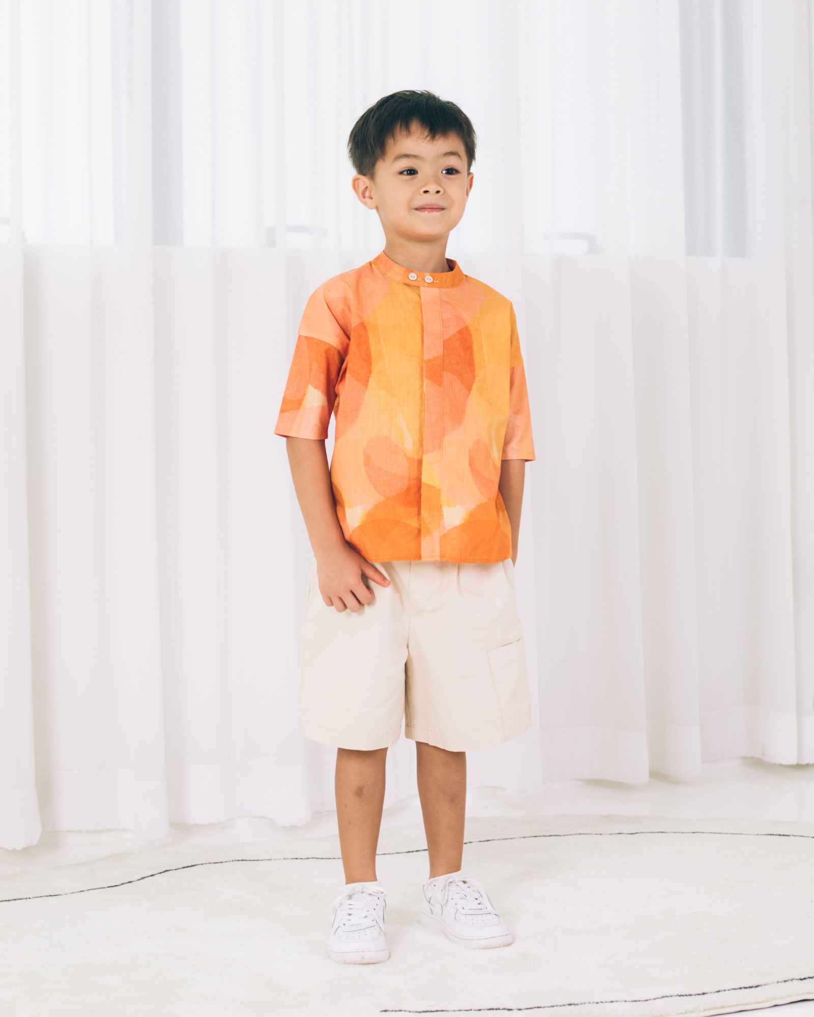 Golden Blossom Kids Collar Shirt