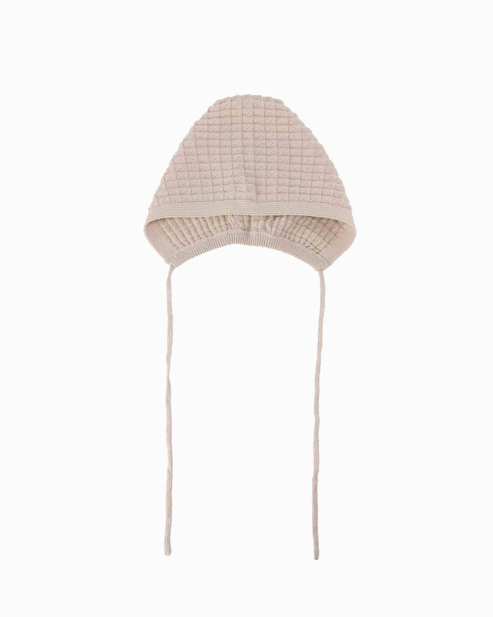 Knitted Waffle Baby Bonnet