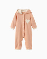 Pre-order: Bunny Heart Hoodie Romper - Peach