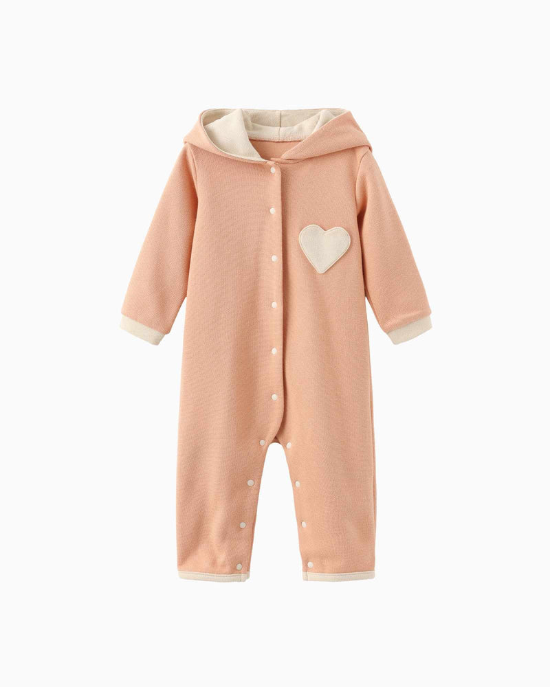 Pre-order: Bunny Heart Hoodie Romper - Peach