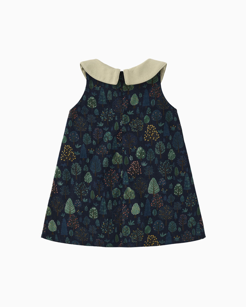 Pre-order: Forest Asymmetrical Collar Girls Dress